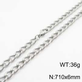 European and American fashion minimalist 710×6mm embossed chain lobster clasp jewelry silver  necklace