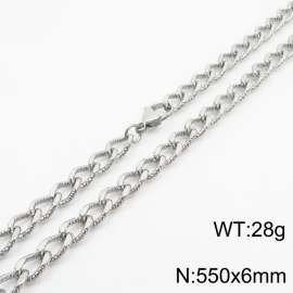 European and American fashion minimalist 550×6mm embossed chain lobster clasp jewelry silver  necklace