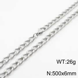 European and American fashion minimalist 500×6mm embossed chain lobster clasp jewelry silver  necklace