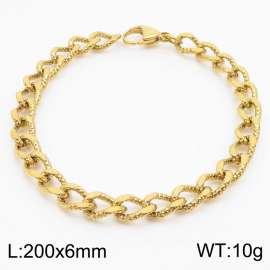 European and American Fashion Minimalist 200×6mm embossed chain lobster clasp jewelry gold bracelet