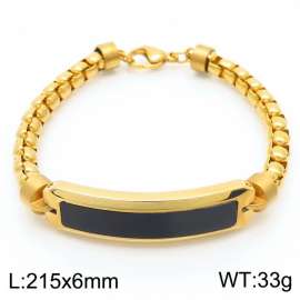Gold Color Stainless Steel Square Pearl Chain Bracelet For Men Fashion Charm Jewelry