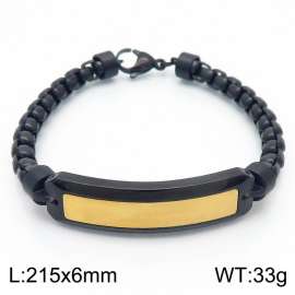 Black Stainless Steel Square Pearl Chain Bracelet For Men Fashion Charm Jewelry
