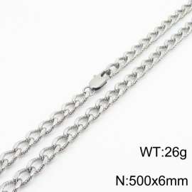 European and American fashion minimalist 500×6mm embossed pattern chain Japanese buckle jewelry silver necklace