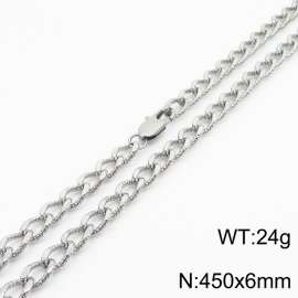European and American fashion minimalist 450×6mm embossed pattern chain Japanese buckle jewelry silver necklace