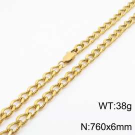 European and American fashion minimalist 760×6mm embossed pattern chain Japanese buckle jewelry gold necklace