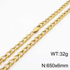 European and American fashion minimalist 650×6mm embossed pattern chain Japanese buckle jewelry gold necklace