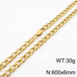 European and American fashion minimalist 600×6mm embossed pattern chain Japanese buckle jewelry gold necklace