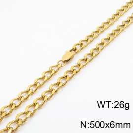 European and American fashion minimalist 500×6mm embossed pattern chain Japanese buckle jewelry gold necklace