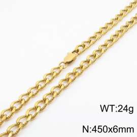European and American fashion minimalist 450×6mm embossed pattern chain Japanese buckle jewelry gold necklace