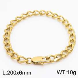 European and American fashion minimalist 200×6mm embossed pattern chain with Japanese buckle jewelry gold bracelet
