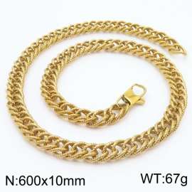 European and American fashion minimalist 600×10mm embossed double-layer thick chain Japanese buckle jewelry gold necklace