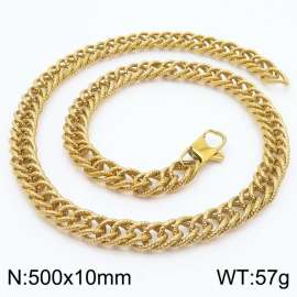 European and American fashion minimalist 500×10mm embossed double-layer thick chain Japanese buckle jewelry gold necklace