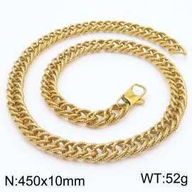 European and American fashion minimalist 450×10mm embossed double-layer thick chain Japanese buckle jewelry gold necklace