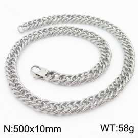 European and American fashion minimalist 500×10mm embossed double-layer thick chain Japanese buckle jewelry silver necklace