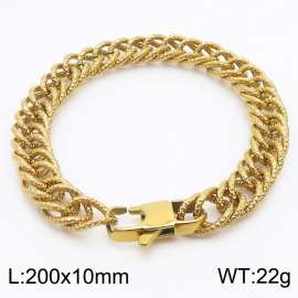 European and American fashion minimalist 200×10mm embossed double-layer thick chain Japanese buckle jewelry gold bracelet