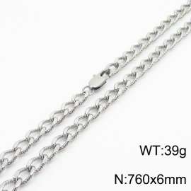 European and American fashion minimalist 760×6mm embossed pattern chain Japanese buckle jewelry silver necklace