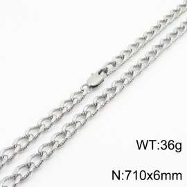 European and American fashion minimalist 710×6mm embossed pattern chain Japanese buckle jewelry silver necklace