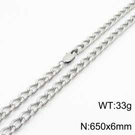 European and American fashion minimalist 650×6mm embossed pattern chain Japanese buckle jewelry silver necklace