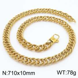 European and American fashion minimalist 710×10mm embossed double-layer thick chain Japanese buckle jewelry gold necklace
