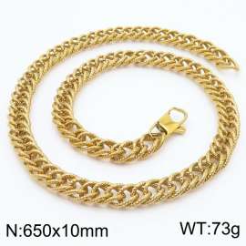 European and American fashion minimalist 650×10mm embossed double-layer thick chain Japanese buckle jewelry gold necklace