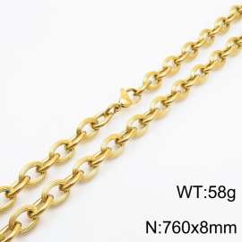 8×760mm Hip hop style stainless steel splicing O-shaped chain men's necklace