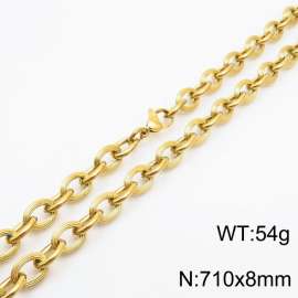 8×710mm Hip hop style stainless steel splicing O-shaped chain men's necklace