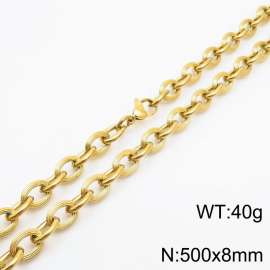 8×500mm Hip hop style stainless steel splicing O-shaped chain men's necklace