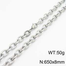 8×650mm Japanese and Korean style stainless steel O-chain men's necklace