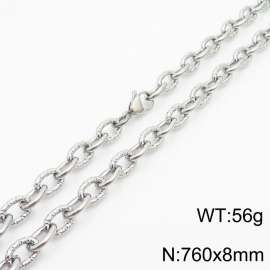8mm steel color embossed steel color men's Korean stainless steel 76cm necklace