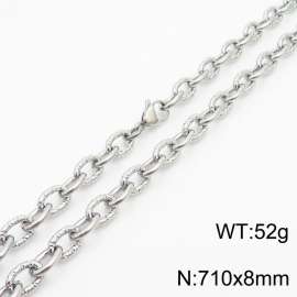 8mm steel color embossed steel color men's Korean stainless steel 71cm necklace