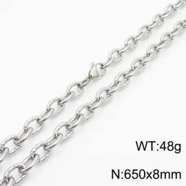 8mm steel color embossed steel color men's Korean stainless steel 65cm necklace