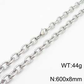 8mm steel color embossed steel color men's Korean stainless steel 60cm necklace