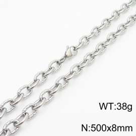 8mm steel color embossed steel color men's Korean stainless steel 50cm necklace