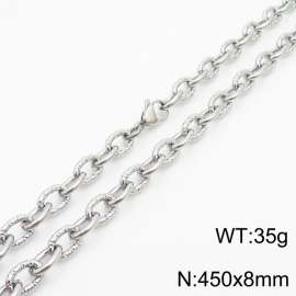 8mm steel color embossed steel color men's Korean stainless steel 45cm necklace