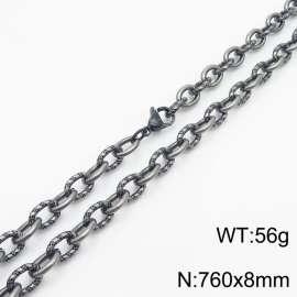 8mm boiled color embossed steel color men's Korean stainless steel 76cm necklace