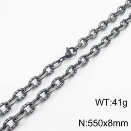 8mm boiled color embossed steel color men's Korean stainless steel 55cm necklace