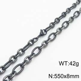 Personalized Boiled Black 550 * 8mm O-chain Titanium Steel Necklace