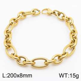 Fashion Gold 200 * 8mm O-shaped Chain Titanium Steel Bracelet