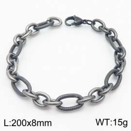 Fashion Boiled Black 200 * 8mm O-shaped Chain Titanium Steel Bracelet