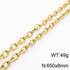8mm gold embossed steel color men's Korean stainless steel 65cm necklace