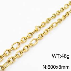 8*600mm Japanese and Korean wind machine weaving boiled Gold color stainless steel men necklace