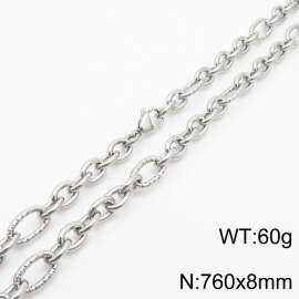 8*760mm Japanese and Korean wind machine weaving boiled steel color stainless steel men necklace
