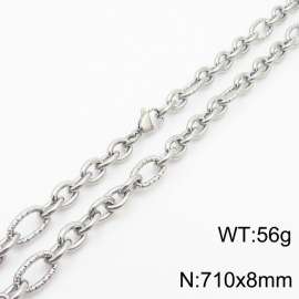 8*710mm Japanese and Korean wind machine weaving boiled steel color stainless steel men necklace