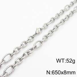 8*650mm Japanese and Korean wind machine weaving boiled steel color stainless steel men necklace