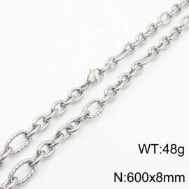 8*600mm Japanese and Korean wind machine weaving boiled steel color stainless steel men necklace
