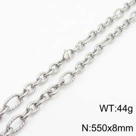 8*550mm Japanese and Korean wind machine weaving boiled steel color stainless steel men necklace