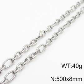 8*500mm Japanese and Korean wind machine weaving boiled steel color stainless steel men necklace