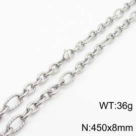 8*450mm Japanese and Korean wind machine weaving boiled steel color stainless steel men necklace