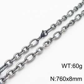 8*760mm Japanese and Korean wind machine weaving boiled black O-chain stainless steel men necklace