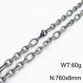 8*760mm Japanese and Korean wind machine weaving boiled black O-chain stainless steel men necklace